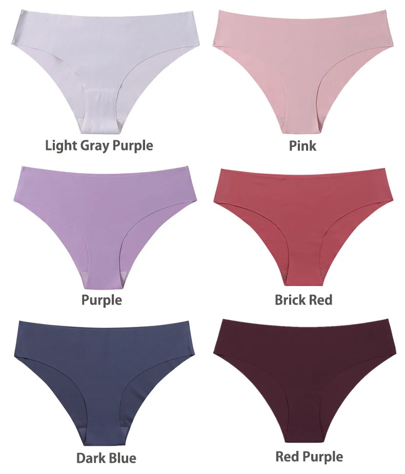 3 Pcs Set Seamless Panties for Women Breathable Low Waist Sexy Underwear Solid Silk Briefs Invisible Seamless Panties Woman