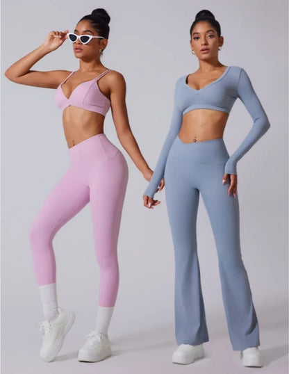 Women's FlexFit Yoga Gym 2 Piece Set: Breathable Tank Top and Flare Leggings