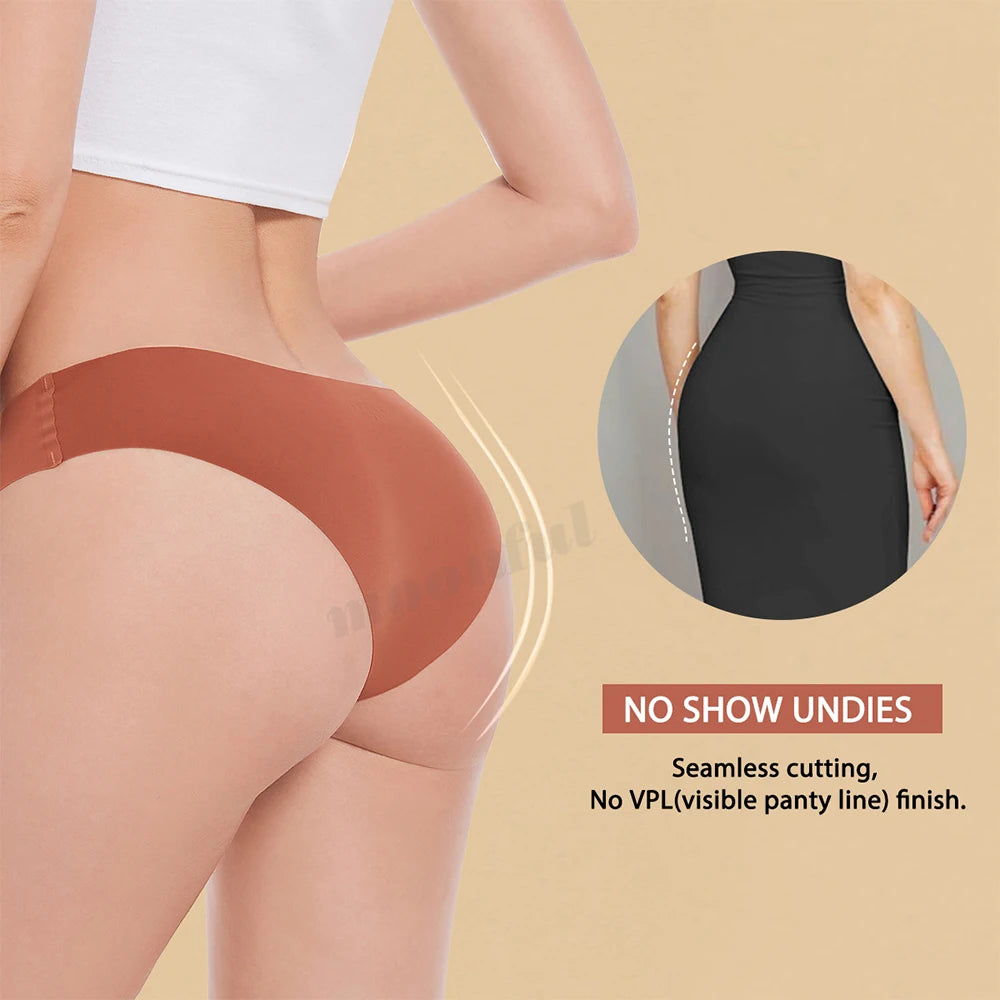 3 Pcs Set Seamless Panties for Women Breathable Low Waist Sexy Underwear Solid Silk Briefs Invisible Seamless Panties Woman